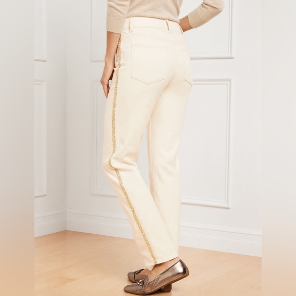 Straight leg jeans with sequin stripe - Picture 2 of 5